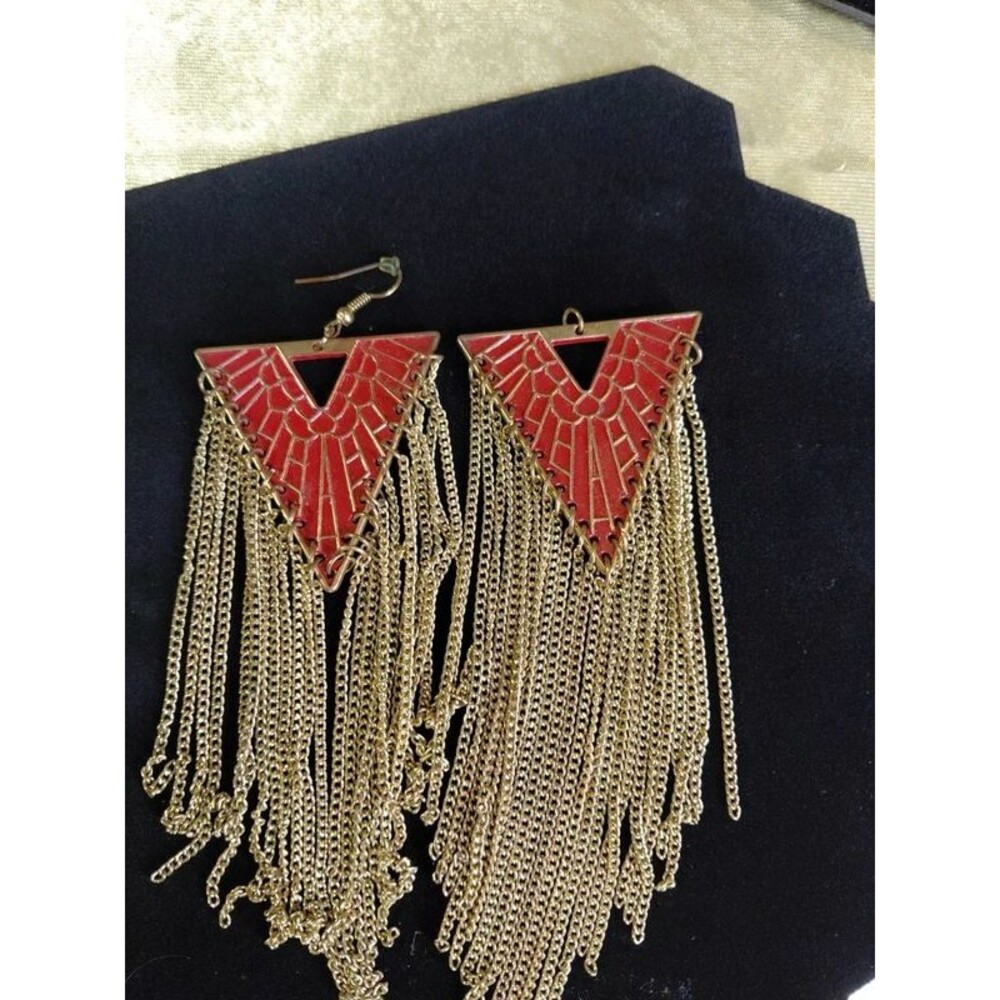 Vintage Red Enamel Earrings